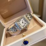 Cartier Santos Ultra Thin 24mm 316L Steel White MOP Face Lady Quartz Movement Watch